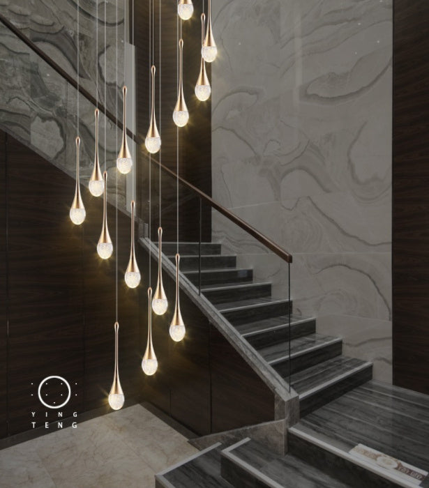 Aurora 8-Light Modern Staircase Chandelier - Minimalist Elegance